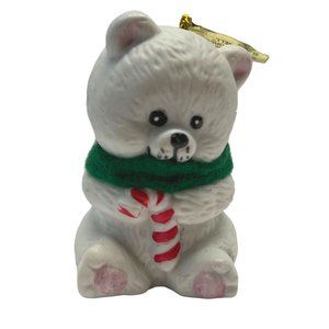Vintage Lil Chimers Christmas Ornament Bell Jasco Polar Bear with Candy Cane 2.5